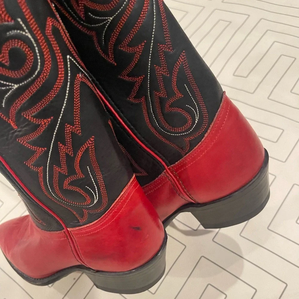 Dan Post Red and Black Cowgirl Boots - Picture 7 of 10